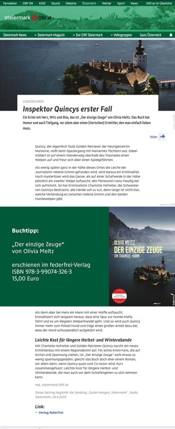 ORF Steiermark – Inspektor Quincys erster Fall